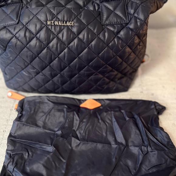MZ Wallace Quilted Crossbody Bag - Navy with beautiful tan leather accents - Picture 2 of 10